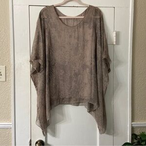 Soft Surroundings Floral Silk Sheer Overlay W/Attached Stretchy Camisole